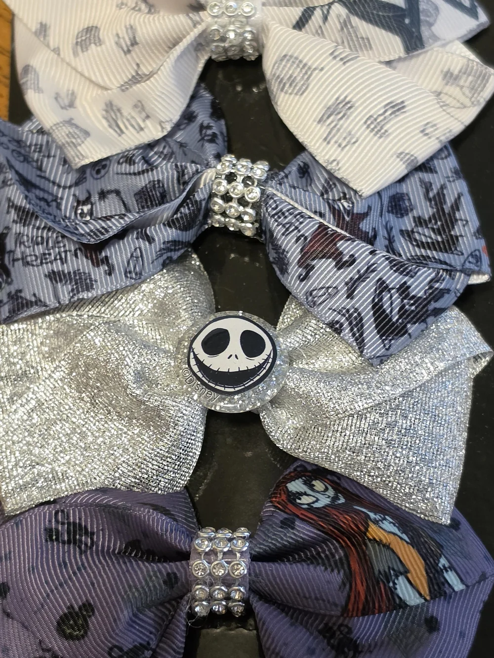 Nightmare Before Christmas Disney Hair Bow Set Purple & Silver NMBC Hair Bows